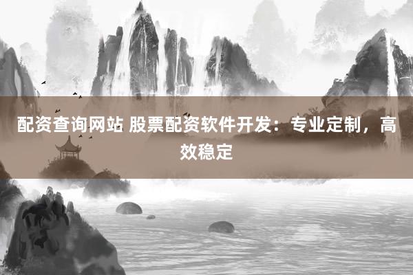 配资查询网站 股票配资软件开发：专业定制，高效稳定