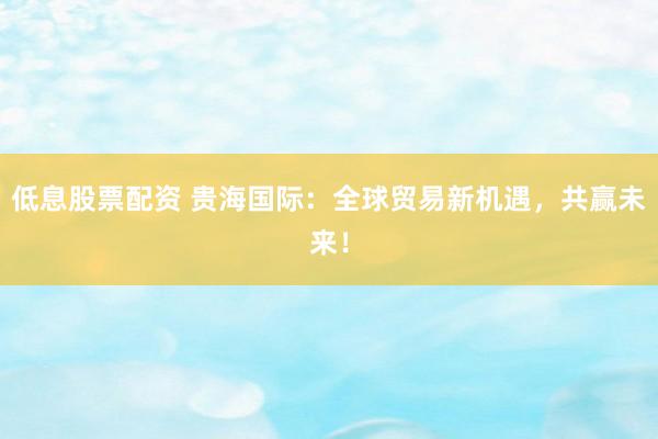 低息股票配资 贵海国际：全球贸易新机遇，共赢未来！