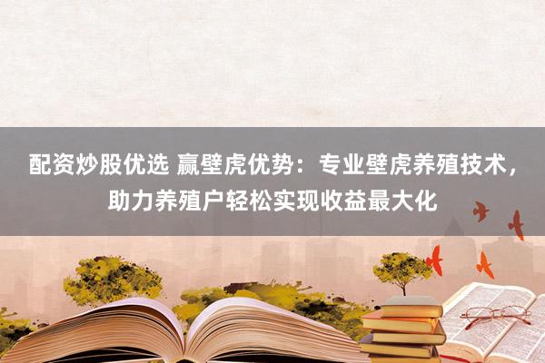 配资炒股优选 赢壁虎优势：专业壁虎养殖技术，助力养殖户轻松实现收益最大化