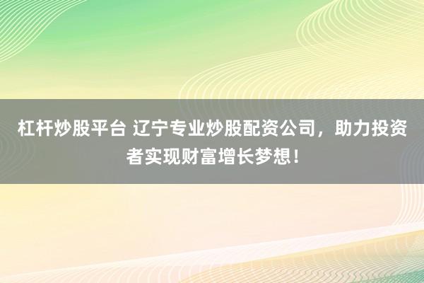 杠杆炒股平台 辽宁专业炒股配资公司，助力投资者实现财富增长梦想！