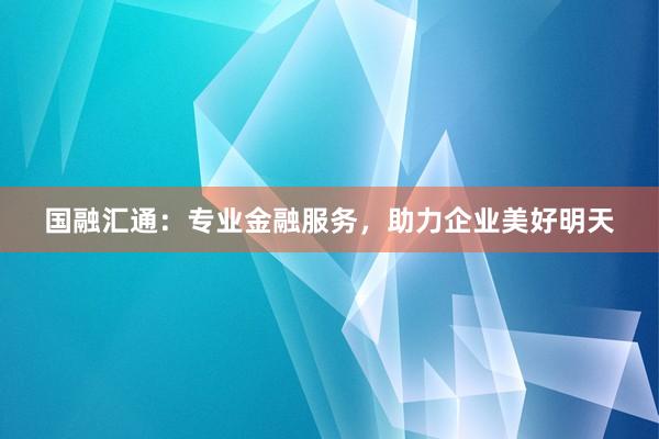 国融汇通：专业金融服务，助力企业美好明天