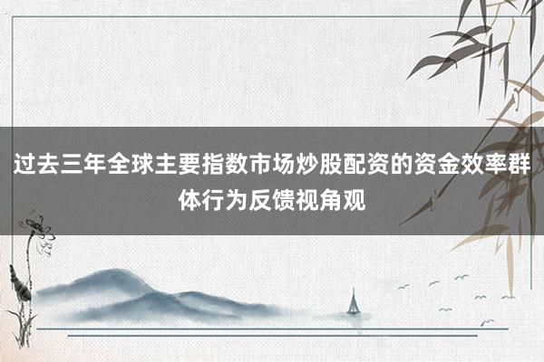 过去三年全球主要指数市场炒股配资的资金效率群体行为反馈视角观