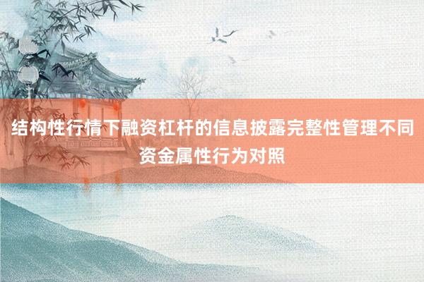 结构性行情下融资杠杆的信息披露完整性管理不同资金属性行为对照