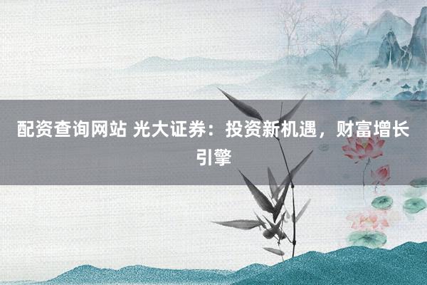 配资查询网站 光大证券：投资新机遇，财富增长引擎