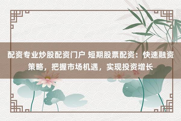 配资专业炒股配资门户 短期股票配资：快速融资策略，把握市场机遇，实现投资增长