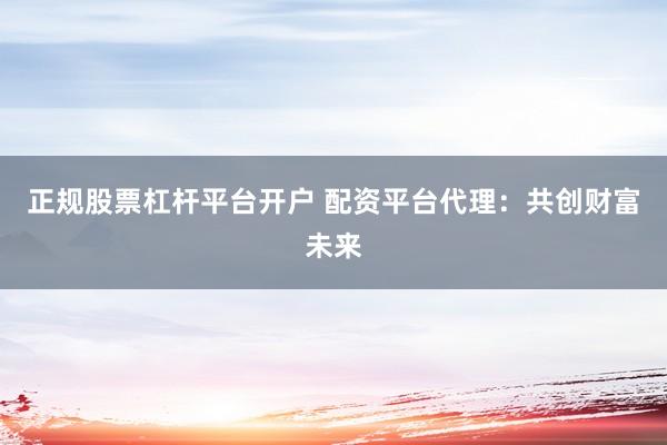 正规股票杠杆平台开户 配资平台代理：共创财富未来